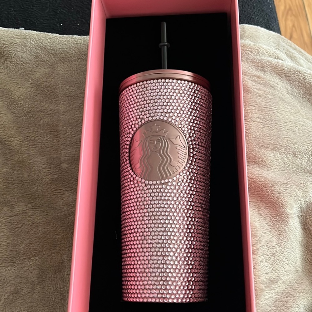 Black pink Starbucks rhinestone cup